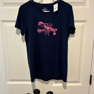 J. Crew CollectorTee Dark Blue Tee with Pink Lobster Graphic NWT Medium